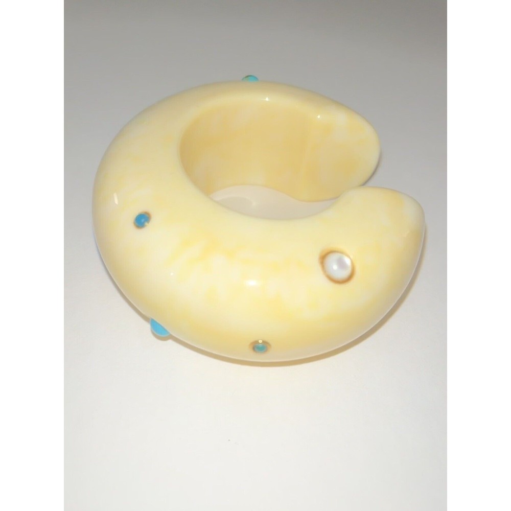 Lizzie Fortunato Cream Acrylic Cuff Bracelet  with Multicolored Stones was $225